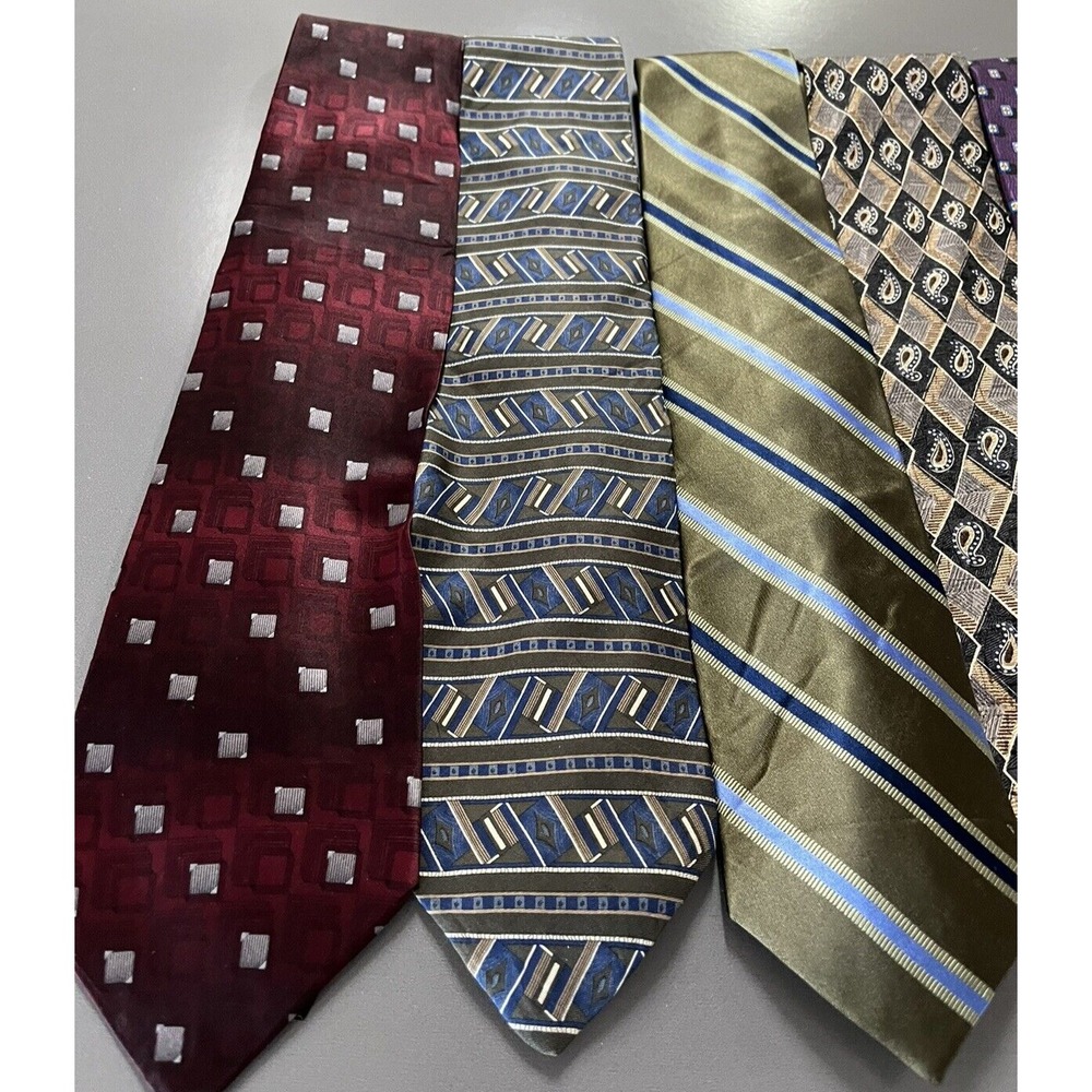 Lot of 5 Silk Men's Neck Ties Classic Business Dress Neckties Assorted Patterns - Picture 3 of 11